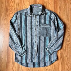 Vintage 1990s Striped Long Sleeve Button Down Men’s Size Small True 90s Grunge